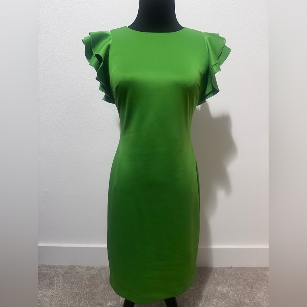 Green Ruffle Sleeve Dress